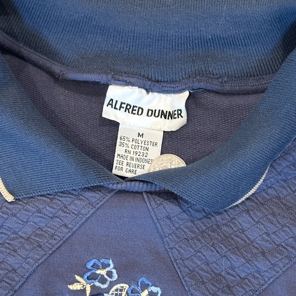 Vintage 90s Embroidered Floral Sweatshirt shoulder pads Med - Picture 3 of 7